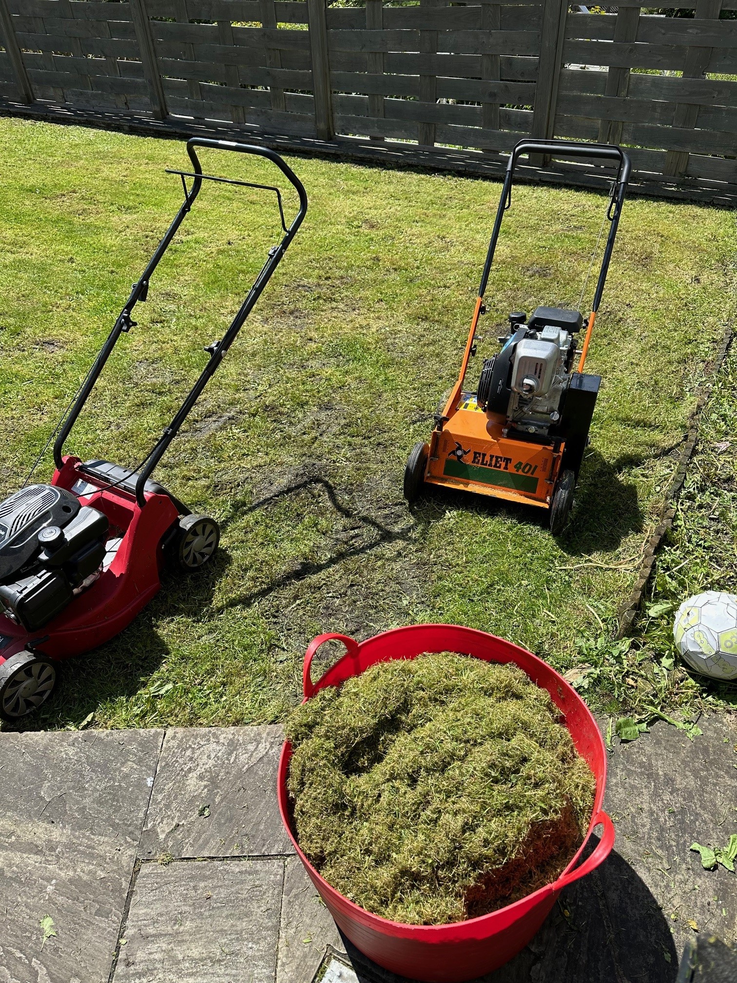 Lawn mowing and scarification